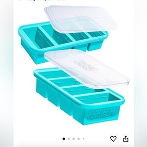 Souper Cubes Silicone Freezer Molds With Lids, Blue, 2-Pack